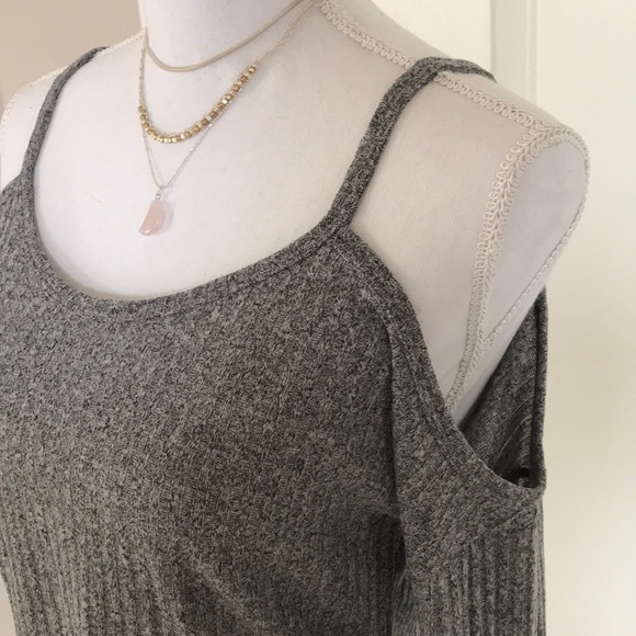 Charming Charlie Gray Cold Shoulder Top - Picture 2 of 4